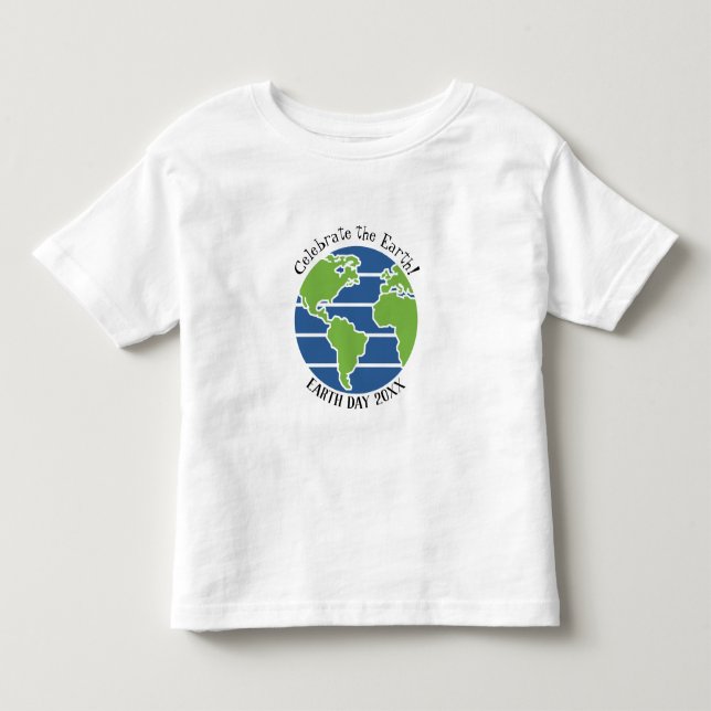 Camiseta Planeta de Mapa Verde Azul do Dia da Terra (Frente)