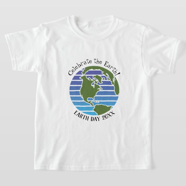 Camiseta Planeta de Mapa Verde Azul do Dia da Terra (Postura )