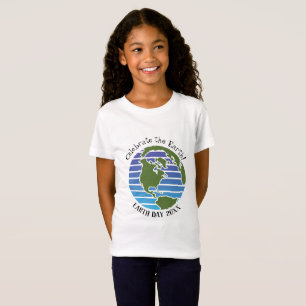 Camiseta Planeta de Mapa Verde Azul do Dia da Terra