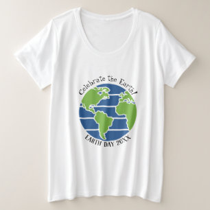 Camiseta Planeta de Mapa Verde Azul do Dia da Terra