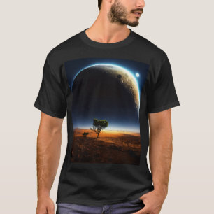 Camiseta Planeta e Lua - Tee Minimalista Celestial