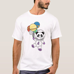 Camiseta Planeta espacial Panda Astronauta Terra Lua Saturn