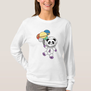 Camiseta Planeta espacial Panda Astronauta Terra Lua Saturn