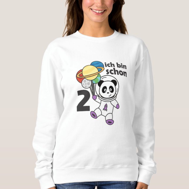 Camiseta Planeta Espacial Panda Com Dois Anos De Idade (Frente)