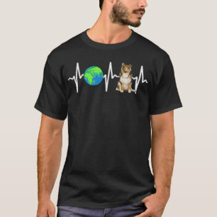 Camiseta Planeta Global Terra Collie Heartbeat Dog Lover 