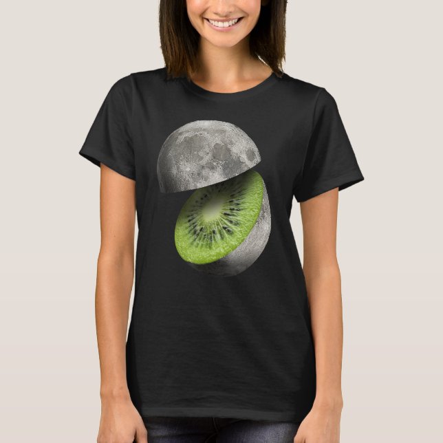 Camiseta Planeta Lua Fruta Kiwi Cortou Espaço de Astronomia (Frente)