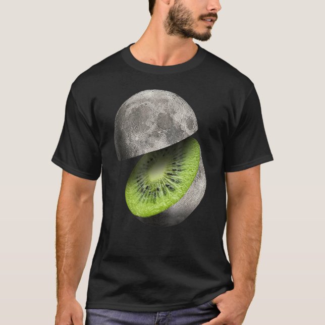 Camiseta Planeta Lua Fruta Kiwi Cortou Espaço de Astronomia (Frente)