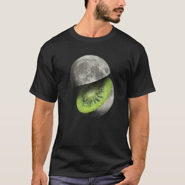 Camiseta Planeta Lua Fruta Kiwi Cortou Espaço de Astronomia (Frente)