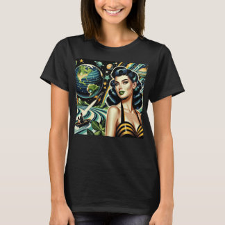 Camiseta Planeta Retro Pin-Up