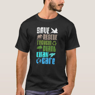 Camiseta Planeta Salvar Animais de Emergência Reciclar Plan