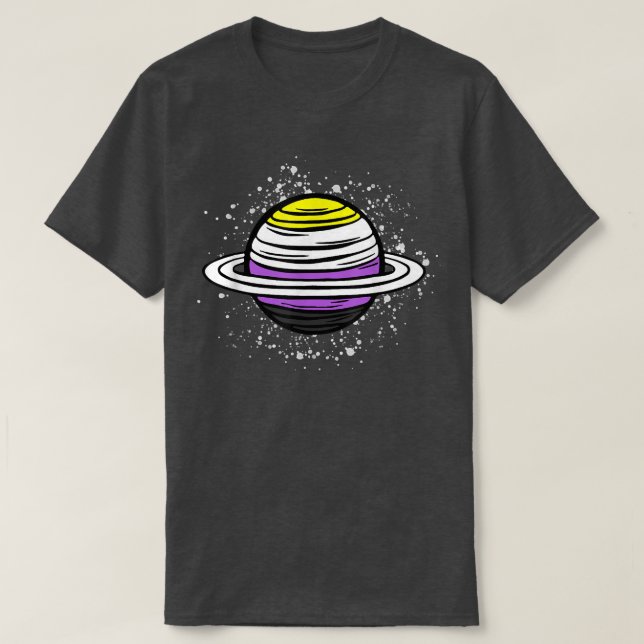 Camiseta Planeta Saturno Cinto Sinalizador Não Binário Agen (Frente do Design)