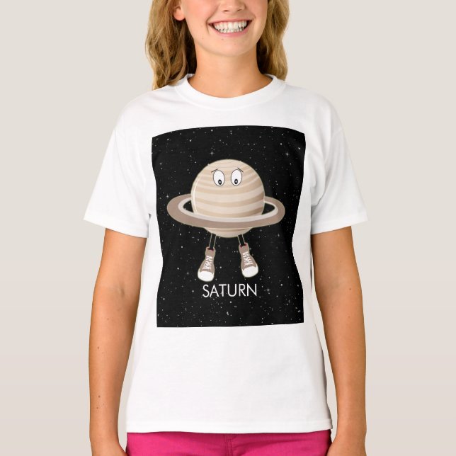Camiseta Planeta Saturno e estrelas (Frente)
