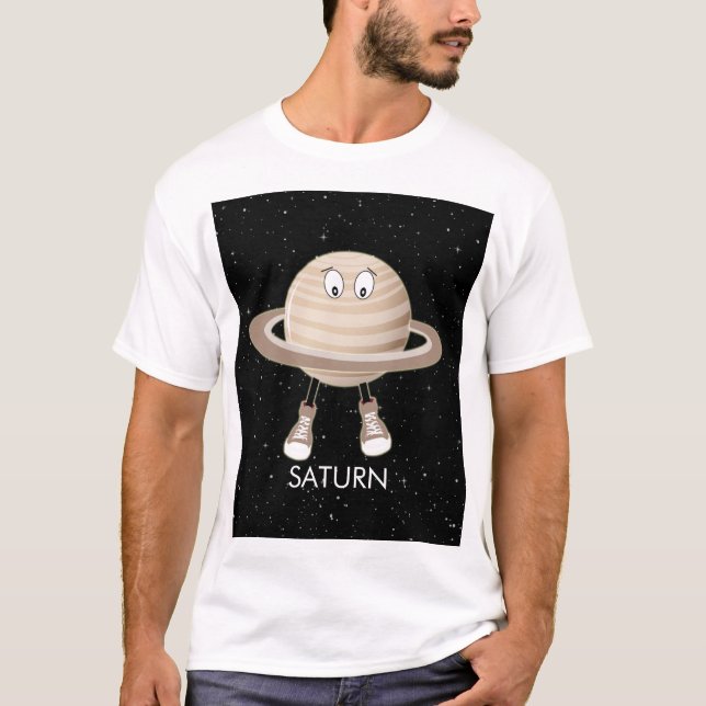 Camiseta Planeta Saturno e estrelas (Frente)