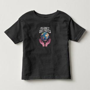 Camiseta Planeta sobre Lucros Terra Mudanças Climáticas é R