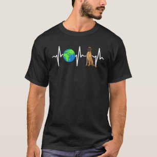Camiseta Planeta Terra Marrom Grande Dane Cardíaco Cachorro