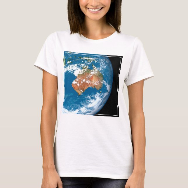 Camiseta Planeta Terra Mostrando Nuvens Sobre A Austrália. (Frente)