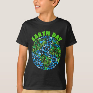 Camiseta Planeta Verde Azul Natureza Elementos do Dia da Te