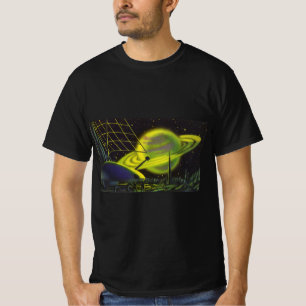 Camiseta Planeta Verde Neon de Ficção Científica Vintage co