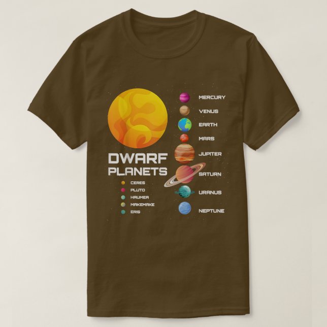 Camiseta Planetas Anões Anões - Sistema Solar Planetas Anõe (Frente do Design)