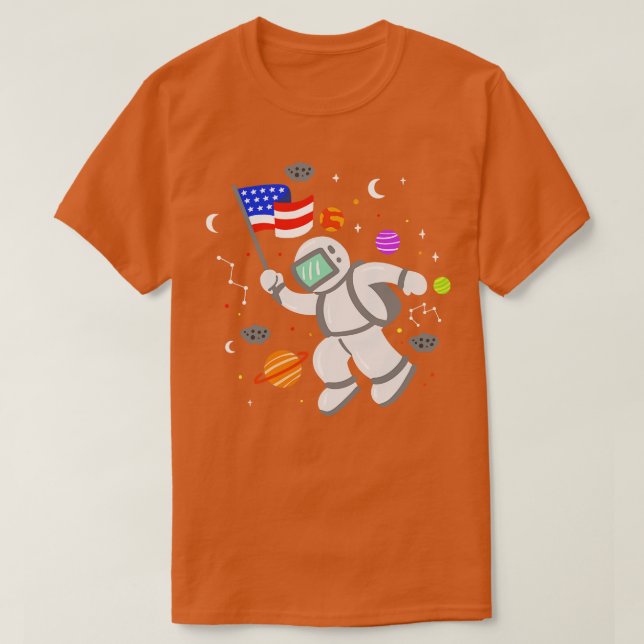 Camiseta Planetas Astronautas Americanos 1 (Frente do Design)