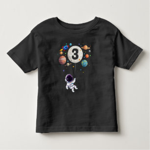 Camiseta Planetas Astronautas de 3 Anos de Idade aniversári