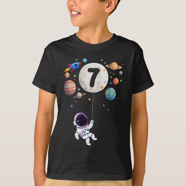 Camiseta Planetas Astronautas de 7 Anos Astronauta 7 Astron (Frente)