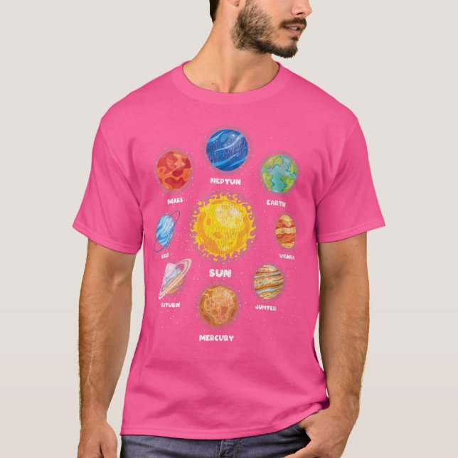Camiseta Planetas astronautas do Viagem espacial feminino A (Frente)