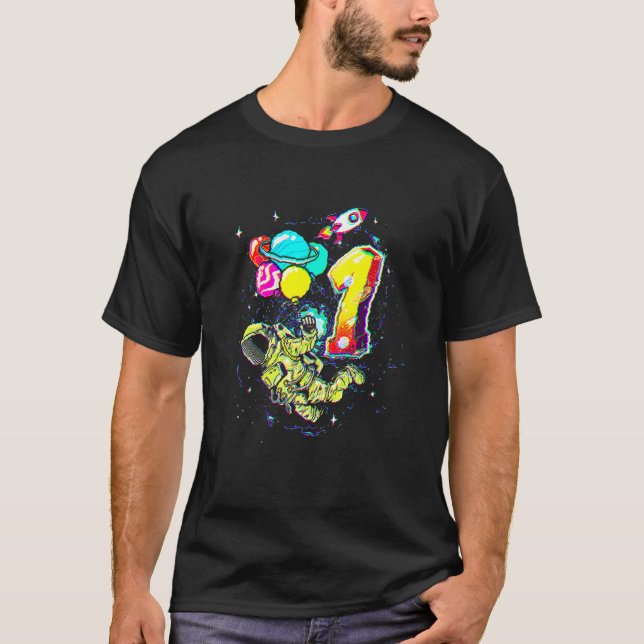 Camiseta Planetas Astronautas Solares Espaciais com 1 Ano d (Frente)