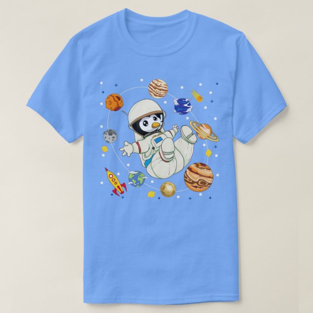 Camiseta Planetas Astronomia Espacial por Astronauta Caneta (Frente do Design)