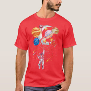 Camiseta Planetas Balões Espaciais do Astronauta Cartoon Pr