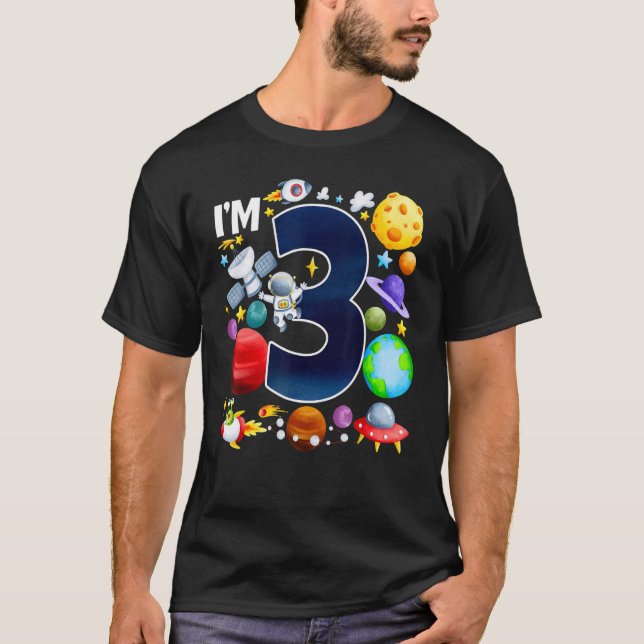 Camiseta Planetas de 3 anos Astronauta Astronauta Espaço de (Frente)