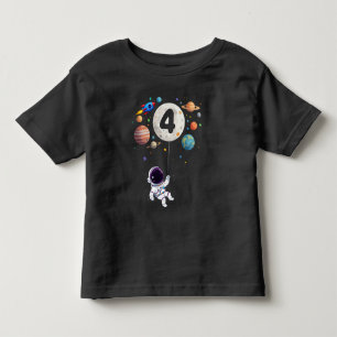 Camiseta Planetas de aniversário de 4 anos Astronauta 4º an