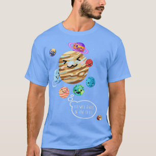 Camiseta Planetas de Cartoons Espaciais Engraçados Do Plane