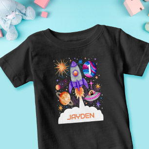 Camiseta Planetas de naves de foguete OVNI e Astronautas