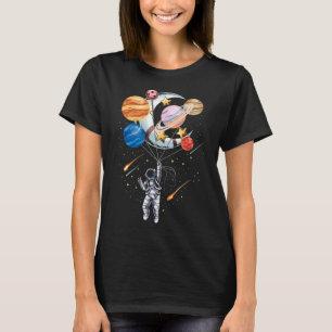 Camiseta Planetas do Balão Espacial do Astronauta do Cartoo