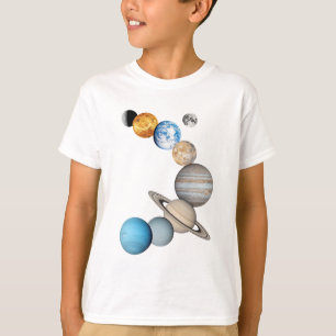 Camiseta Planetas do sistema solar (alterável a cores)
