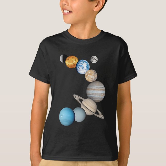 Camiseta Planetas do sistema solar (alterável a cores) (Frente)