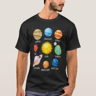 Camiseta Planetas do Sistema Solar Ciência Espaço Galáxia U