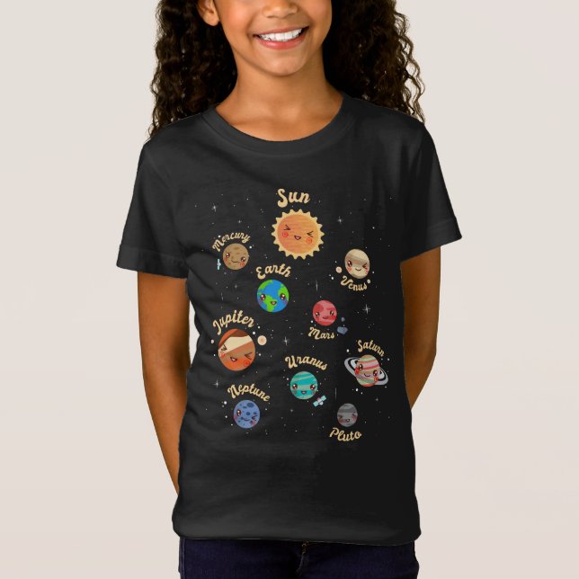 Camiseta Planetas do Sistema Solar Crianças Conhecem o Espa (Frente)