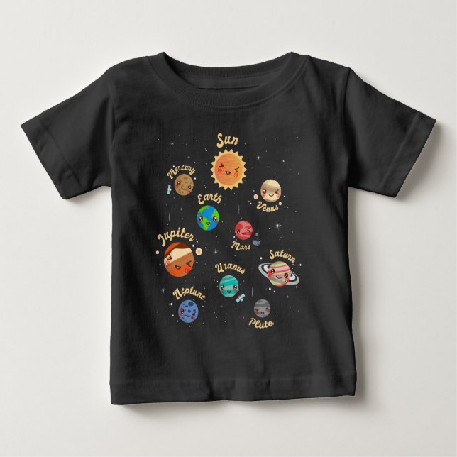 Camiseta Planetas do Sistema Solar Crianças Conhecem o Espa (Frente)