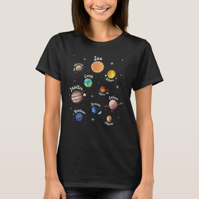 Camiseta Planetas do Sistema Solar Crianças Conhecem o Espa (Frente)