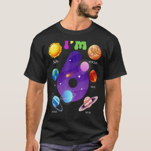 Camiseta Planetas do Sistema Solar Cute 6 Anos 6 Aniversári