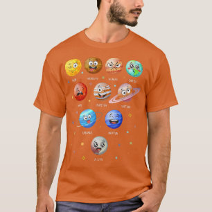 Camiseta Planetas do Sistema Solar Ensinam Ciência Engraçad