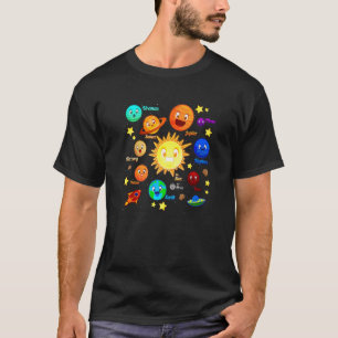 Camiseta Planetas do Sistema Solar Espaço Ciência Meninas C