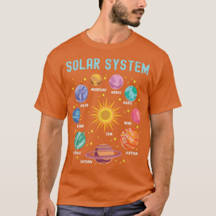 Camiseta Planetas do Sistema Solar Espaço Ciência Meninas C