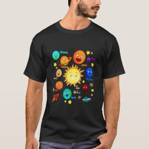 Camiseta Planetas do Sistema Solar Espaço Ciência Meninas C