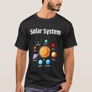 Camiseta Planetas do Sistema Solar Espaço Ciência Meninas S