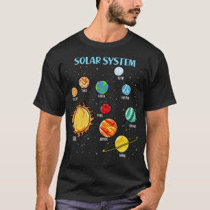 Camiseta Planetas do Sistema Solar Espaço Ciência Meninas S