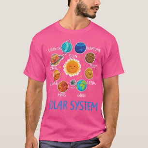 Camiseta Planetas do Sistema Solar Espaço Ciência Meninas S