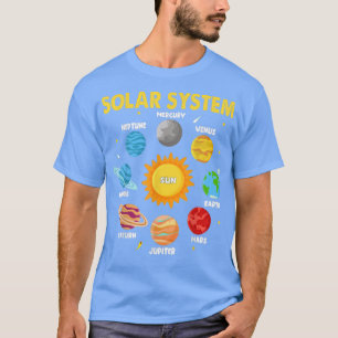 Camiseta Planetas Do Sistema Solar Para Crianças Espaço Sol
